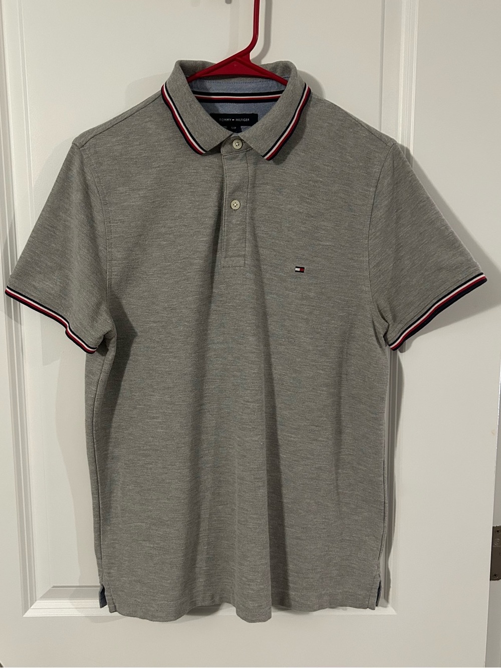 Tommy Hilfiger Gray Polo with Red-White-Navy Trim